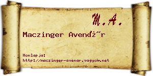 Maczinger Avenár névjegykártya